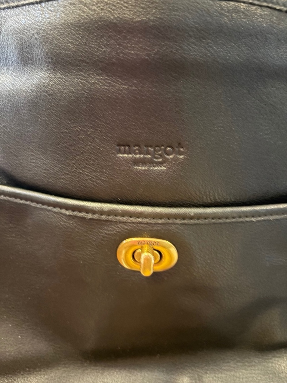 : Margot New York Black Leather Bag | Brass Turn-Lock